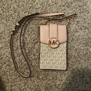 Michael Kors Blush and Gray Logo Crossbody